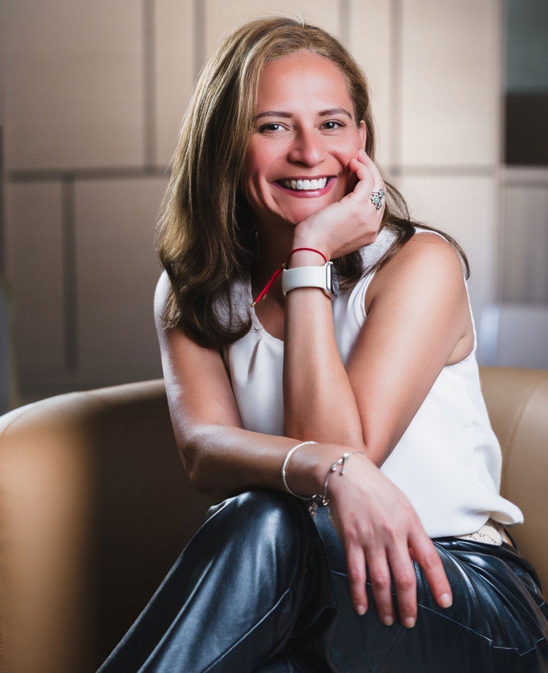 Maria Fernanda Crespo in a relaxed professional portrait